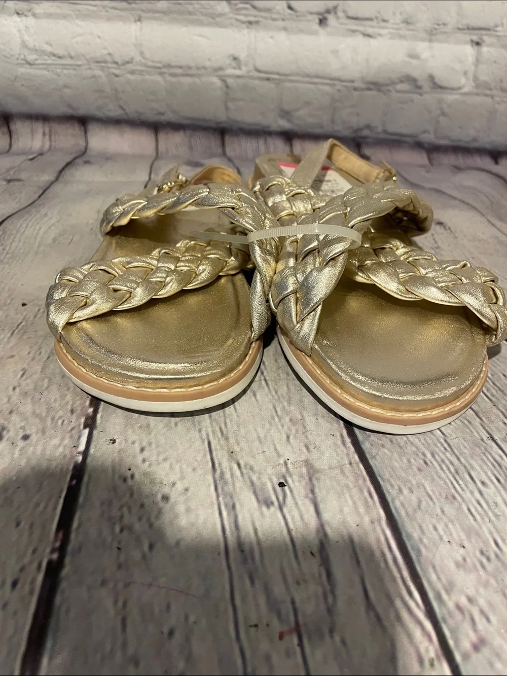 Sam Edelman Girls' Braided Metallic Gold Slingback Sandals Sz 4 NWOB